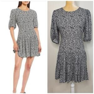 Free People Dancing In The Dark Mini Dress Size XS Black White Floral